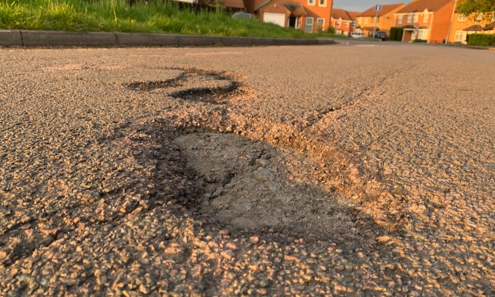 An image of a pothole on a UK road