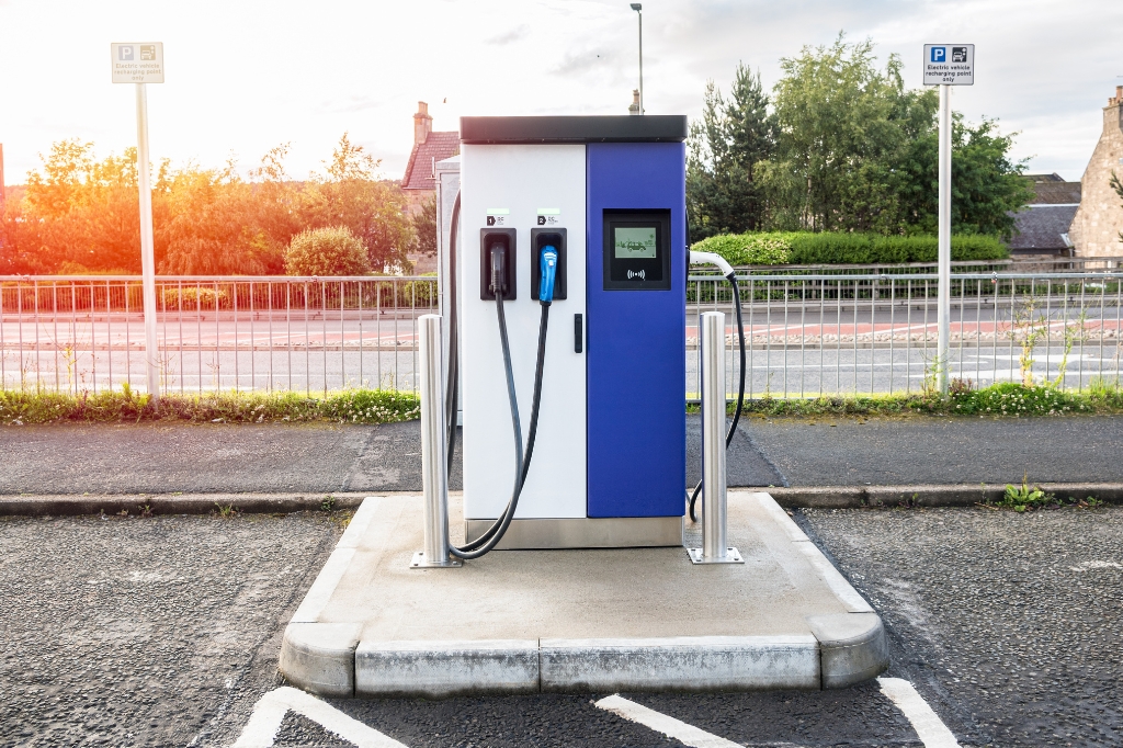 A charging point in a rural UK area